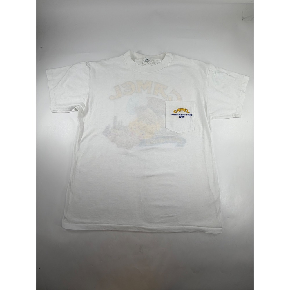 Vintage 1992 Camel Joe Smooth Taste Chicago Pizza Hot Dog Pocket T-Shirt XL